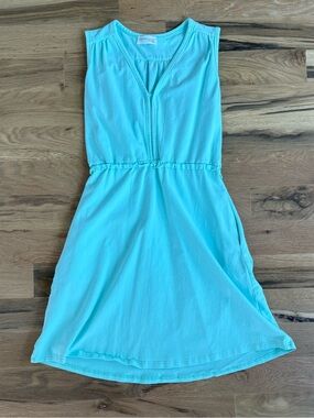 Sleeveless Light Blue V-Neck Women's Dress